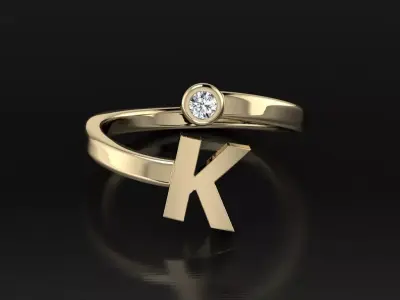 Jewelry Alphabet Ring K 3D print model