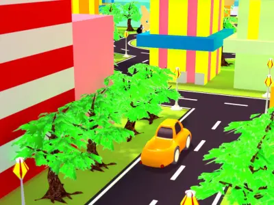 Cartoon City Low-poly 3D model