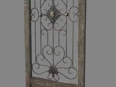 Deco 79 Rustic Wood Wall Decor with Scrolling Ironwork 3D model