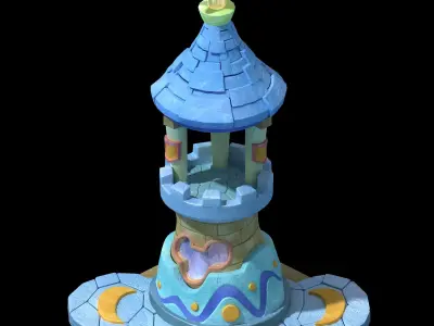 Game Cartoon Building - Experience Tower 03 3D model