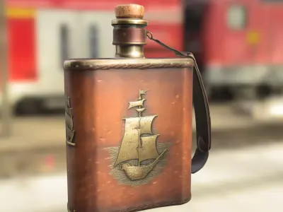 Skull Flask nautic Low-poly 3D model