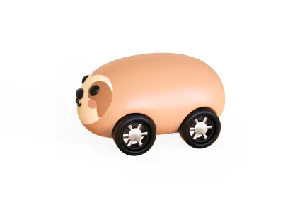 Cartoon Sloth Car Cute  Low-poly 3D model