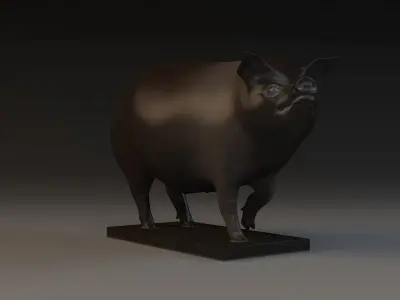 Pig Sculpture animal decoration copper pig sow 3D model