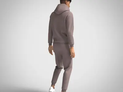 Hoodie sweatpants mens tracksuit sport Clo3d Marvelous Designer 3D model
