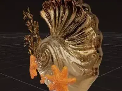 Sea Empress Luxury Ocean Inspired Earring 3D print model