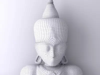 Large Carved White Buddha Head 3D model