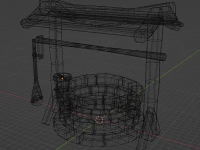 Low Poly Well Low-poly 3D model