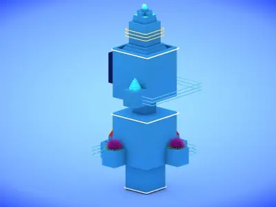 Low-poly Sci-fi Tower Low-poly 3D model