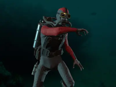 Zombie Diver Low-poly 3D model