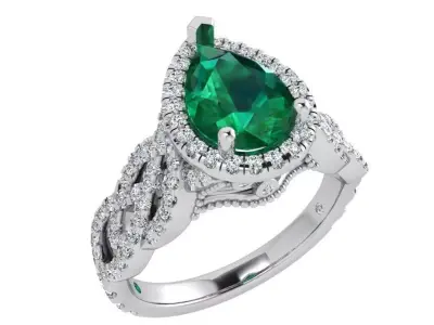Pear Halo Twisted Ring 3615 3D print model