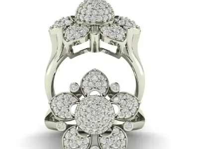 DIAMOND FLOWER RING 3D print model