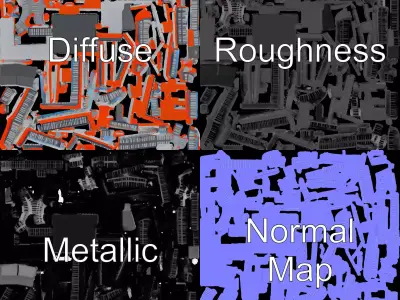Modern Orange Building model pack Low-poly 3D model