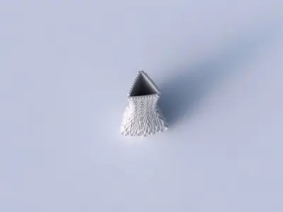 Vase puffy triangle with grid piramides002 3D print model