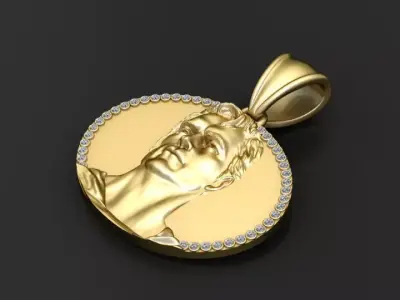 gold portrait pendant 3D printable model   3D print model