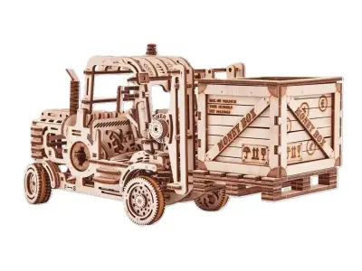 Forklift - 3D Wooden Mechanical Puzzle Model Toy 3D model