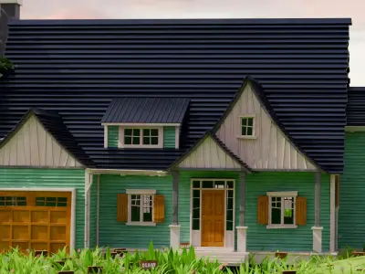 American Style Cottage Exterior 04 Low-poly 3D model
