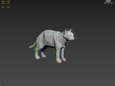 lowpoly Cat running Low-poly 3D model