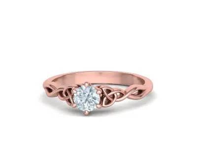 Knot Solitaire Engagement Womens Ring TwoTone 5mm Stone 3dmodel 3D print model