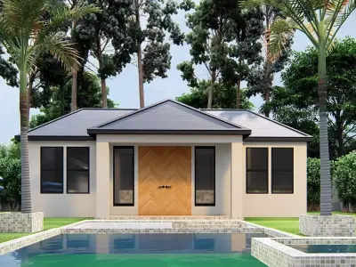 American Style House Exterior 3D Mode Classic Residential Home 3D model