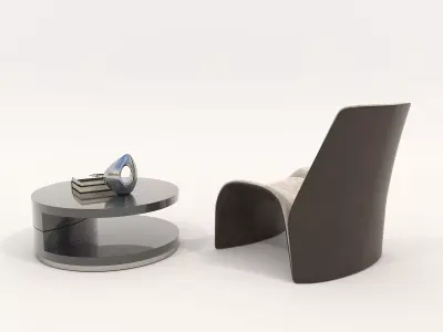 Modern Coffee Table and Armchair Set 44 3D model
