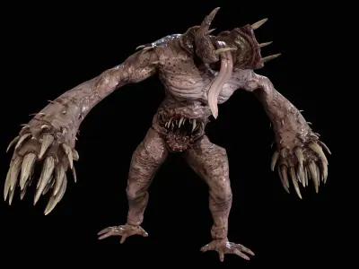 Necromutant6 creature with claws and claws Low-poly 3D model