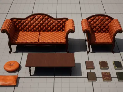 Living Room Pack Low-poly 3D model