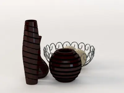 Office Decor Table Centerpiece Vases and Bowls 3D model