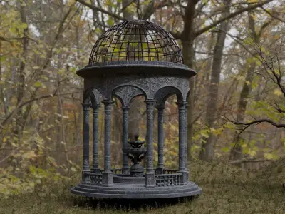 Fountain of Youth Pergola Gazibo Low-poly 3D model