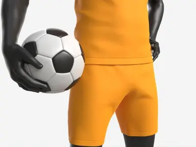 Male Mannequin in Soccer Uniform with Ball 01 3D model