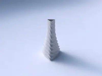 Vase grounded triangle with distorted and twisted grid plates 3D print model