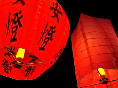 Chinese sky lantern 3D model 4