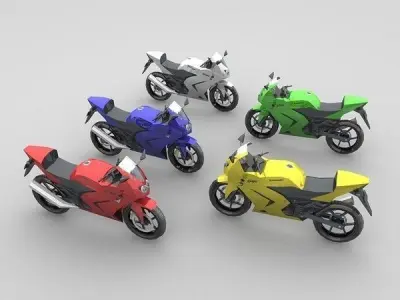 Kawasaki Ninja 250R Low-poly 3D model