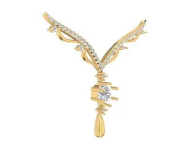 Elegant V Shape Diamond Necklace for Women  1984 3D print model