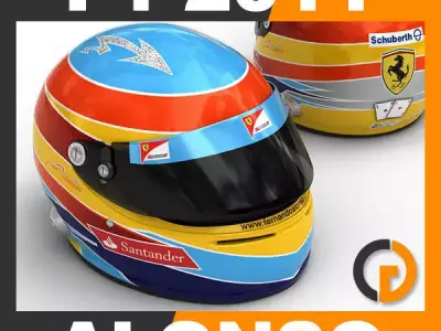 Helmet F1 2011 Fernando Alonso 3D model