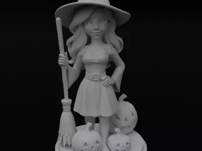 Halloween Cute Witch 3D model for 3D printing 3D print model