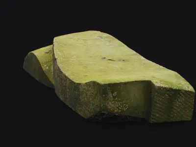 Old Stone Bench Covered Moss Concrete Slab Decorative 3D model