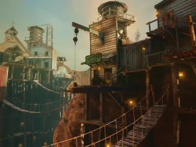 Wild West City - Wild West Town - Wild West Sky City - Town 3D model