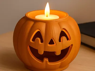 Smiling Pumpkin Candle Holder 3D print model