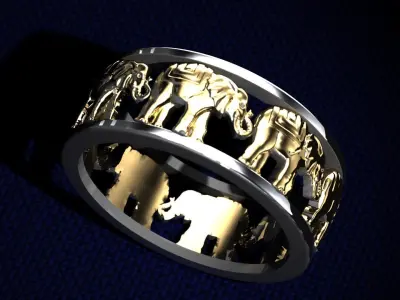 Wedding Ring Elephant  3D print model