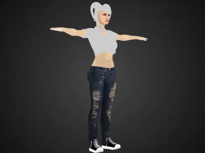 Soccer Fan Girl International 3D model