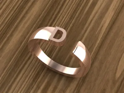 Alphabet Ring D 3D print model