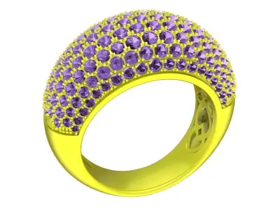 Luxury Dome Pave Gemstone Ring for Women 4523 3D print model