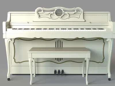 Art Nouveau White Piano 3D model