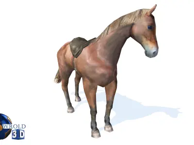 Lowpoly Horse Rigged Animated 3d model Low-poly 3D model