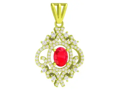 Luxury Vintage Oval Gemstone Pendant Design 4248 3D print model