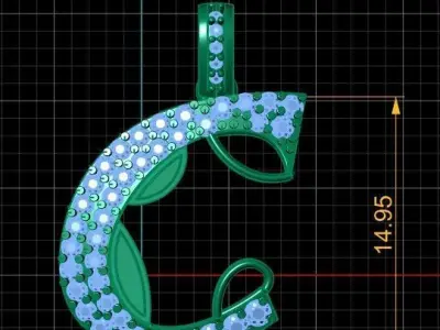 LUXURY ALPHABET C PENDANT 3D PRINTABLE MODEL 3D print model