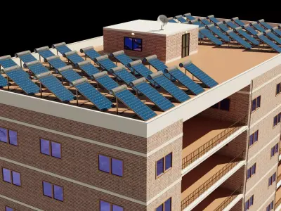 Realistic residential city building Low-poly 3D model Low-poly 3D model
