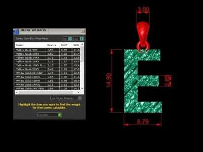 E Letter Alphabet Tiles Texture Pendant 3D Print Model 3D print model