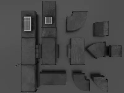 Modular Industrial Air Duct System Low-poly 3D model