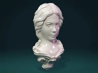 Female woman Face Mascaron 3D print model
